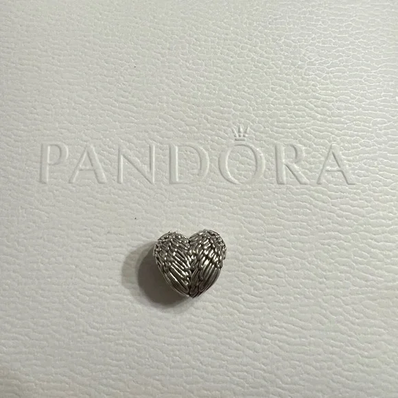 Pandora Silver Winged Feathers Heart Charm - Picture 2 of 3